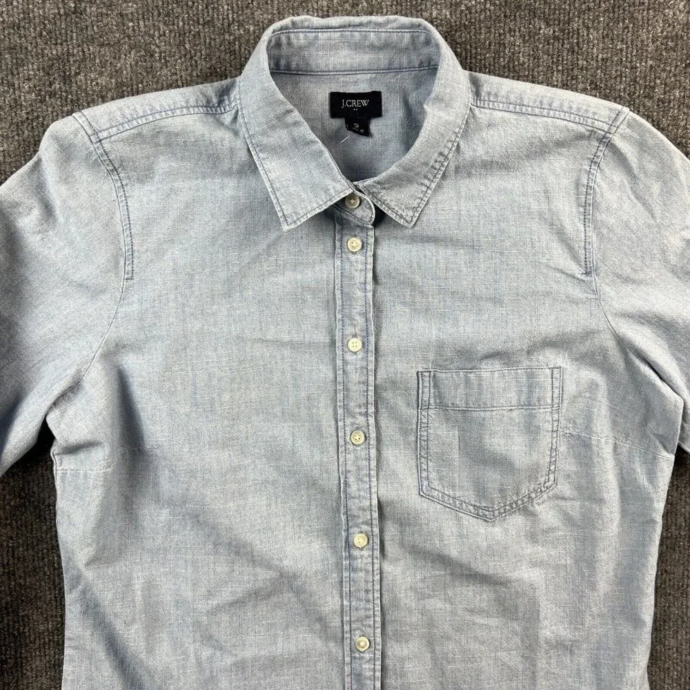 J.Crew Small Womens Top Button Down Chambray Long Sleeve Blouse - Picture 2 of 12